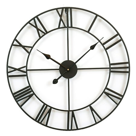 Wall Clock, Metal Retro Roman Numeral Clock, 40CM Modern Round Wall Clocks Almost Silent, Easy to Read for Living Room/Home/Kitchen/Bedroom/Office/School Decor