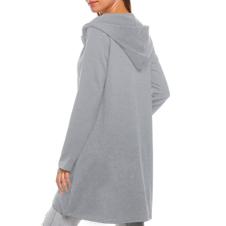 MIASHUI Women s Casual Solid Zipper Slim Fit Medium Long Swallow Tail Hoodie Long Sleeve Jacket Coat hoodies for women