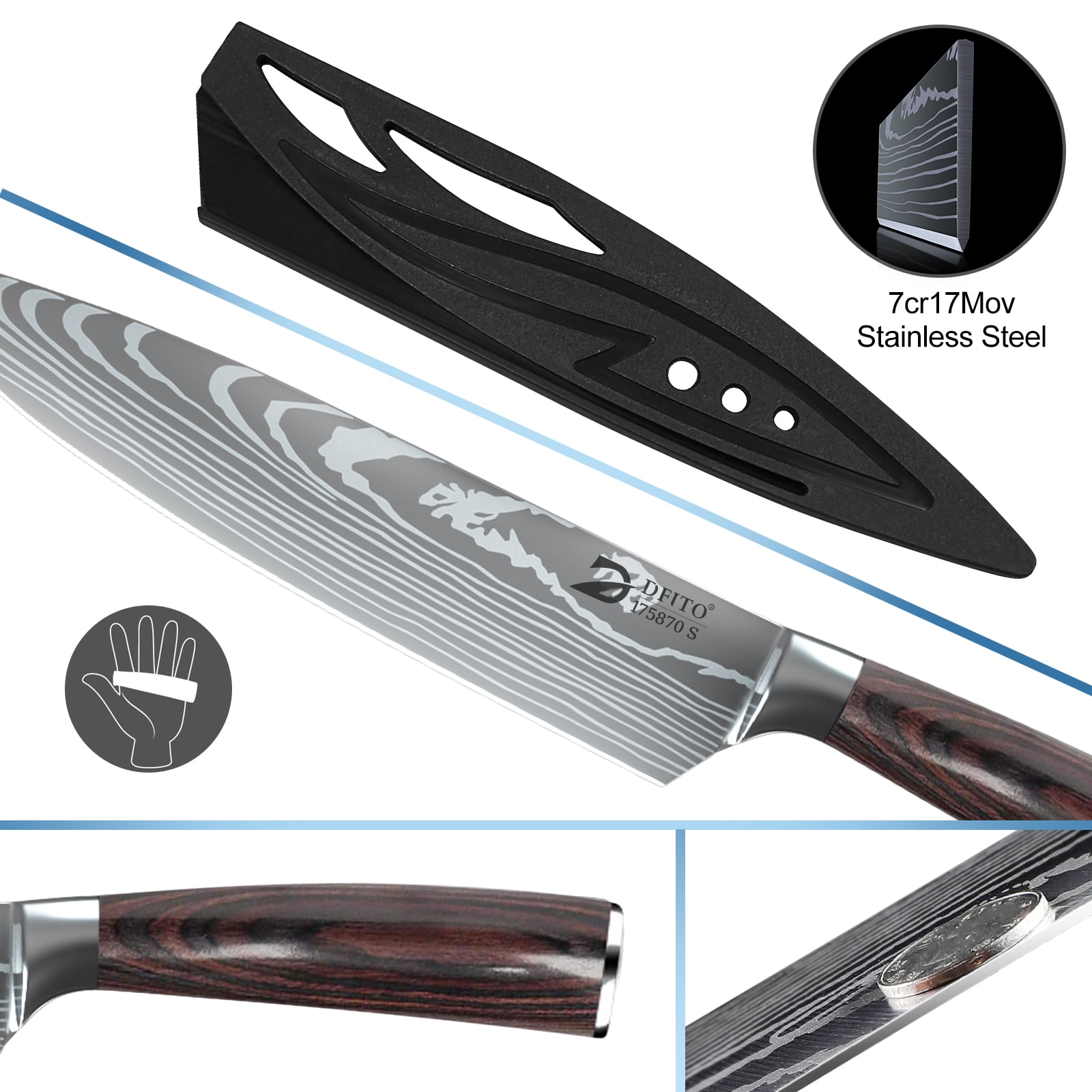 MDHAND Professional Kitchen Chef Knife Set, High-Carbon Stainless Steel Chef Knife Set, 8 Piece Knifes set Ultra Sharp for Very Fast Cutting