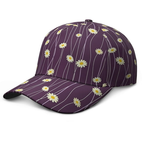 Retro Daisy Artwork Baseball Cap – Boho Floral Dad Hat with Cute Bloom Print, Adjustable Snapback Hat for Casual Use
