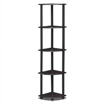 Turn-N-Tube 5 Tier Corner Display Rack Multipurpose Shelving Unit, Dark Walnut