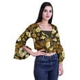 thumbnail image 3 of Moomaya Haut Court Imprimé pour Femmes Style Enveloppant Manches Longues à Volants Blouse d'Été Décontractée, 3 of 5