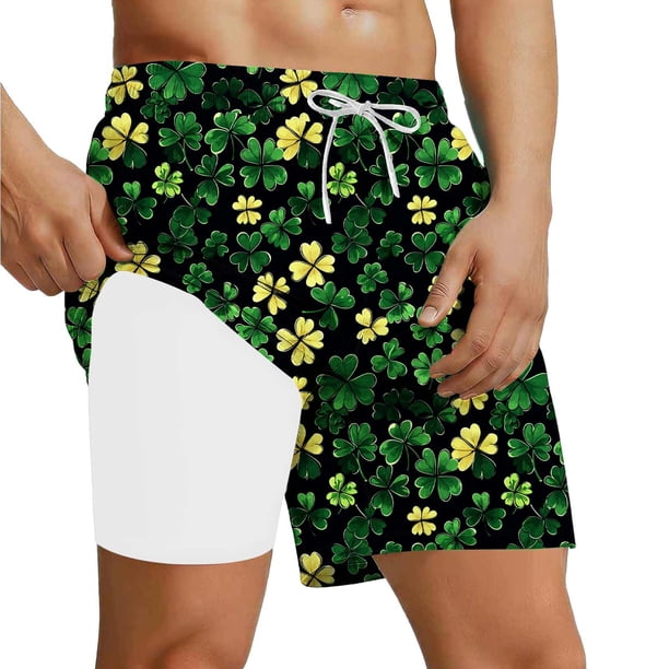 Mens Pantalones Cortos de Cintura Elástica con Bolsillos Secado Rápido Multi Bolsillo Pantalones de Baño para Hombres, Pantalones de Playa Transpirables con Cordón