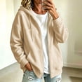 thumbnail image 2 of Edvintorg Women's Jackets Loose Zip up Long Sleeve Coat Fall Winter Casual Hooded Outerwear with Pocket Women's Clothes S-2XL Beige, 2 of 7