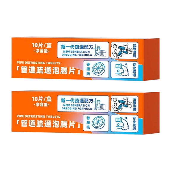 Drain Clog Remover for Sink, Pipe Cleaning Tablets, Household Clog Remover, Toilet & Floor Drain Treatment,Orange Scent,Kitchen and Bathroom Maintenance (10 Count*1)