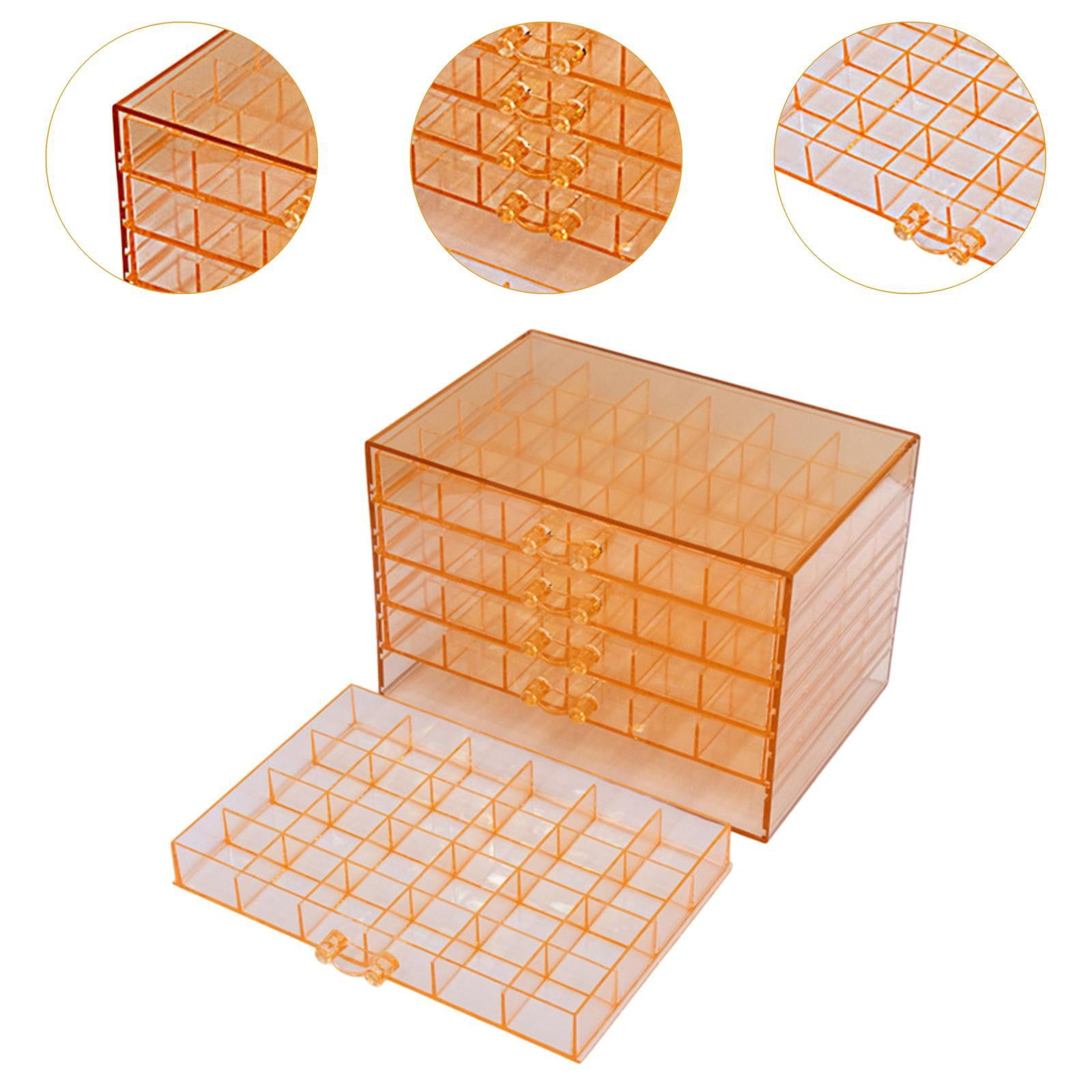 Milageto Nail Arts Storage Box 120 Jewelry Organizer for Earring Beads Glitters Orange