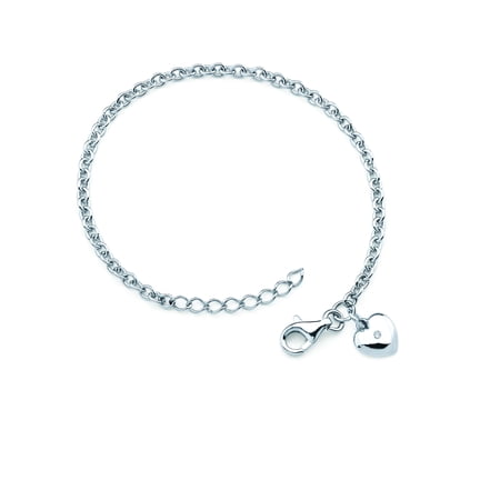 - Little Diva Diamonds Sterling Silver Diamond Accent Heart Charm Bracelet for Girls