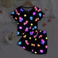 thumbnail image 2 of Toddler Girls Luminous Pajamas Summer Clothes Set Butterfly Printed Sleepwear Kids Shorts Pjs Set 1-8 Years, 2 of 8