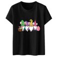 thumbnail image 5 of Fvwitlyh T-Shirts pour Femmes Coupe Ample Mode pour Femmes pour Hauts Décontractés Manches Courtes Col Rond T-Shirt T-Shirt Imprimé Haut Ample Noir, TTG, 5 of 5