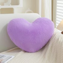 Cute Faux Rabbit Fur Heart Throw Pillow, Small Pillow Room Decorative Throw Pillow, Heart Plush Cushion Valentine's Day Gifts (Purple)