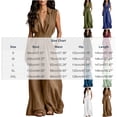 thumbnail image 3 of Costeam Womens Sleeveless Collared V Neck Full Length Jumpsuit Dual Side Slip Pockets Drawstring Cinched Elastic High Waist Lightweight Flowey Wide Leg One Piece Casual Outfit, 3 of 7