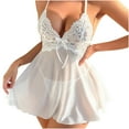 thumbnail image 2 of Puntoco Women Lingerie Babydoll Dress Lace Chemise Sleepwear Mesh Nightgown White XL(XL), 2 of 3