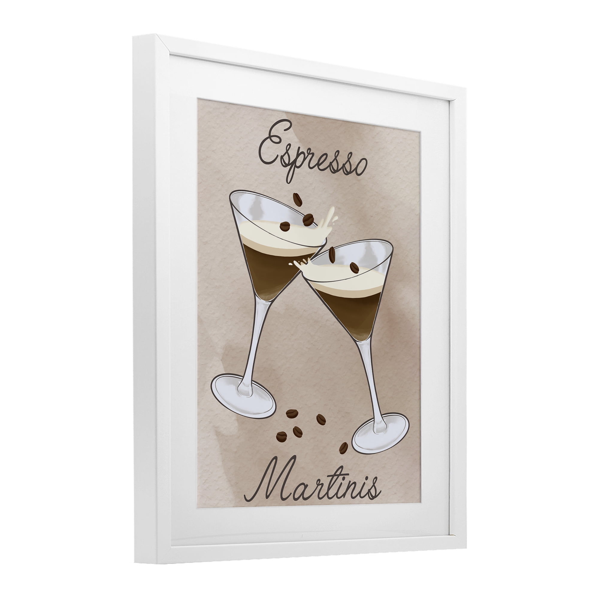 Stupell Industries Cheers Espresso Martinis White Framed Print Under Glass, design by Marcus Prime