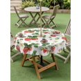 thumbnail image 4 of Outdoor Tablecloth with Umbrella Hole for Patio/Picnic/Party/Camping, Strawberry Waterproof Table Cloth Round Cover Washable, Fruits Green Palm Leaves Red Watercolor (Dia 60"), 4 of 9