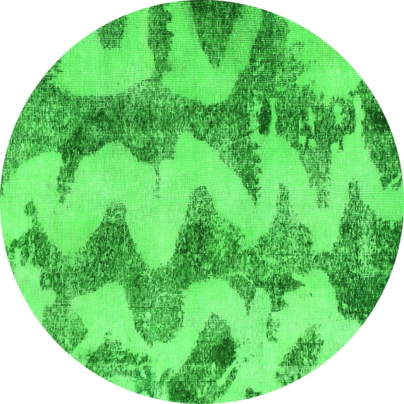 Ahgly Company Indoor Round Abstract Green Modern Area Rugs, 7' Round