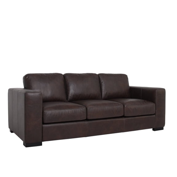 Crafters and Weavers Argento Top Grain Leather Sofa in Brown
