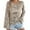 Khaki, variant on 2025 Early Autumn One Collar Hollow Out Long Sleeved Knitted Sweater Casual Loose Women's Clothing