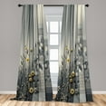 thumbnail image 4 of Ambesonne Grey Curtains 2 Panel Set, Geometric Flourishing Motif, Pair of - 28" x 84", Dimgray Yellow and Blue, 4 of 4