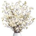 thumbnail image 1 of Paquete de 4 flores artificiales de cerezo, ramas falsas de flor de cerezo, flores de seda en florero, flores de imitación de melocotón blanco, decoración de primavera, 1 of 4