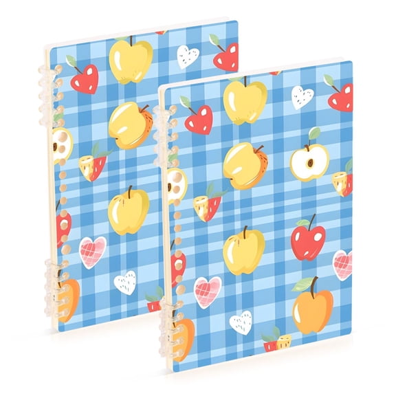 joogoo Spiral Journal Notebook Fruit on Checkered Grid College Ruled Notebooks 8.3" x 5.7" 2 PCs