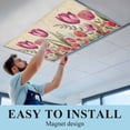 thumbnail image 5 of 4 Pack Red and Fluorescent Light Covers for Ceiling Lights Pink Tulip Watercolor Floral Retro Linen Magnetic Ceiling Light Covers Overhead Light Filters for Office Classroom Home, 5 of 9