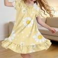 thumbnail image 2 of IFNWSV Girls Summer Dresses Solid Color Short Puff Sleeve Ruffled Hem Casual Breathable Polyester Sleeping Dress Multicolor 8-9 Years, 2 of 7