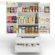 Aiho Storage Cabinet with 2 Doors & 2 Drawer, Pantry Cabinet for Kitchen, Studio, Living Room - White