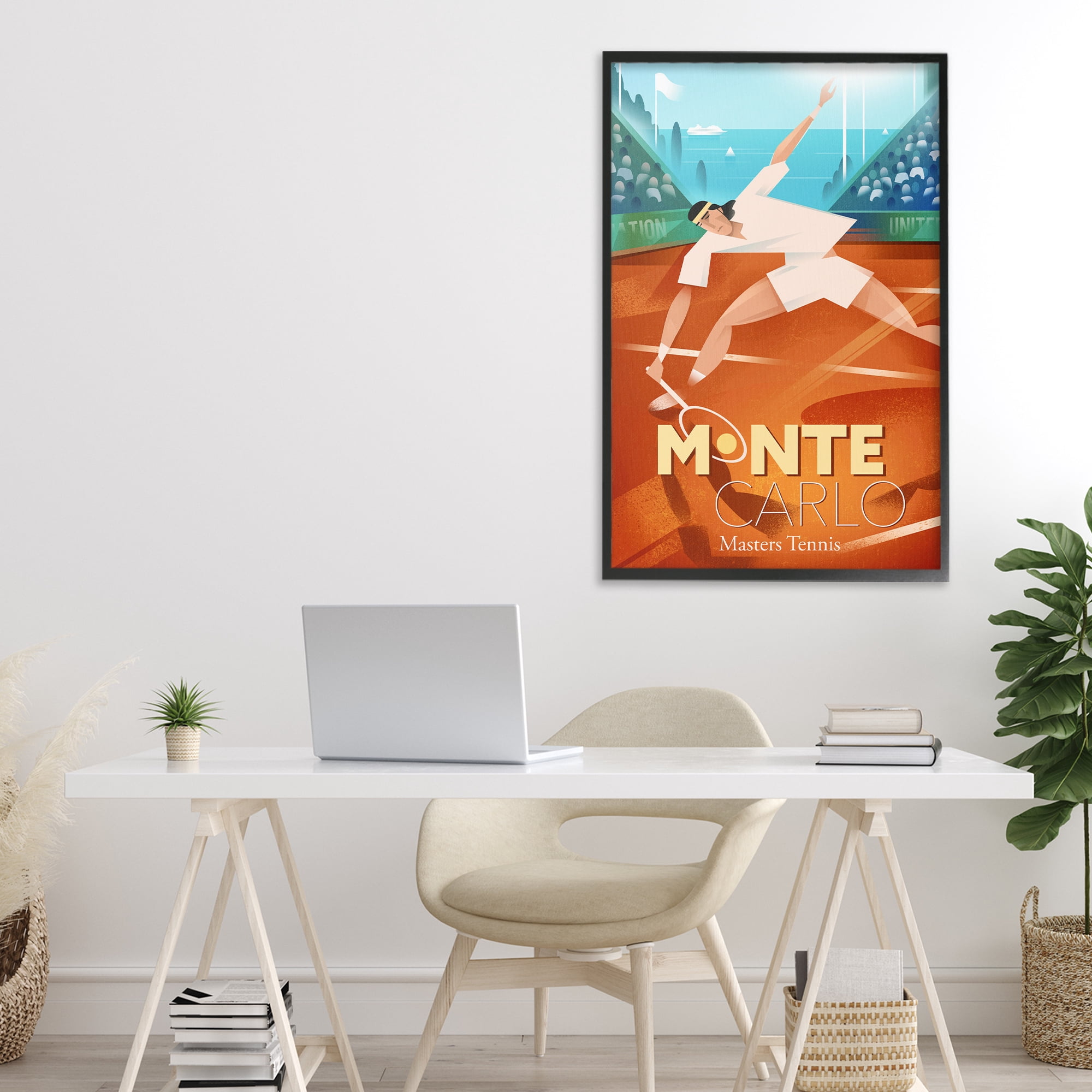 Stupell Industries Monte Carlo Masters Tennis Black Framed Giclee Art, design by Martin Wickstrom