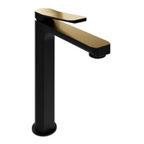 ANZZI Vessel Sink Faucet, Single-Handle Single-Hole with Pop-Up Drain in Matte Black & Brushed Gold