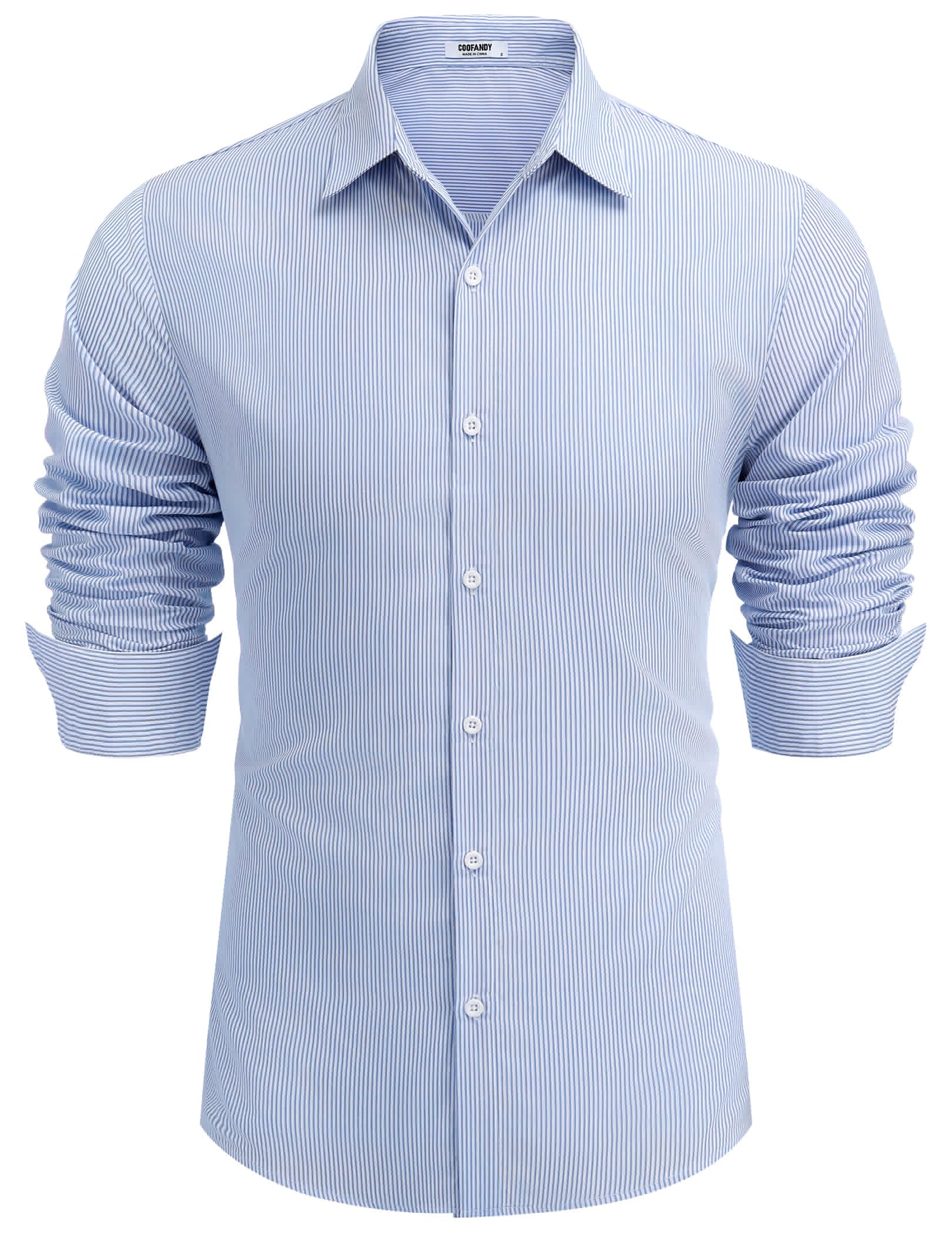 thumbnail image 3 of COOFANDY Men's Stretch Business Dress Shirts Long Sleeve Wrinkle Free Dress Shirt, 3 of 6