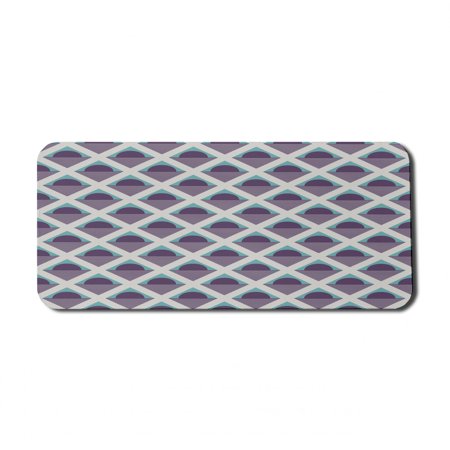 Abstract Computer Mouse Pad  Graphic Diagonal Squares Pattern with Half Circles and Stripes  Rectangle Non-Slip Rubber Mousepad X-Large  35  x 15  Gaming Size  Pale Blue Eggplant  by Ambesonne