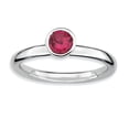 thumbnail image 1 of Bague en Argent Sterling Stackable Expressions Haute 5 mm Ronde en Rubis Créé Taille 10, 1 of 3