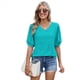thumbnail image 3 of Camisa de Corta Abullonada para Mujer, Top de Verano, Verde Pavo Real, Talla S, 3 of 6