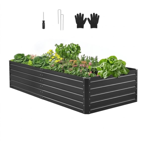 6.7x3x1.5 ft Metal Raised Garden Bed, 18" Deep Galvalume Planter Box