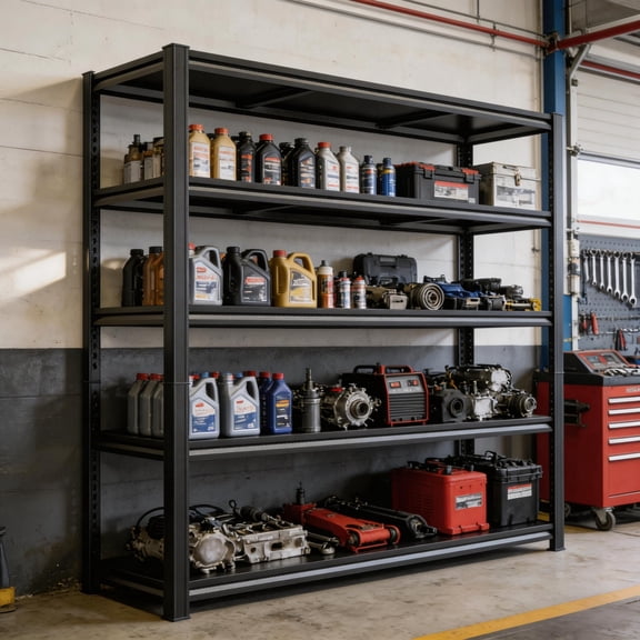 36"W x 72"H x 12"D Basement Storage Shelves, 5 Tier 3000lb Heavy Duty Metal Shelving, Adjustable Steel Shelf with Double Layer Columns, Black for Seasonal Items, Luggage, Storage Boxes