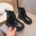 thumbnail image 7 of Girls Bow Embellished Fall Winter Zipper Short Boots, Soft Flat Sole Leather Material Easy On Off Daily Casual School Ankle Boots Black 13.5 Little Kids, 7 of 7