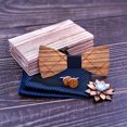 thumbnail image 4 of Man Bow Tie Set Wood Decorative Formal Neck Bowtie Pocket Square Party Cufflinks, 4 of 10