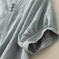thumbnail image 5 of Ashirexll Womens Casual Tops, Summer Shirts for Women, Solid Color Imitation Linen Embroidered Button Short Sleeve Round Neck Top, 5 of 7
