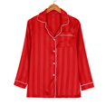 thumbnail image 5 of Harpily Family Christmas Pajama Sets Satin Polyester Long Sleeve Button Down Shirts Chest Pocket Sleepwear for Holiday Outfits, 5 of 6