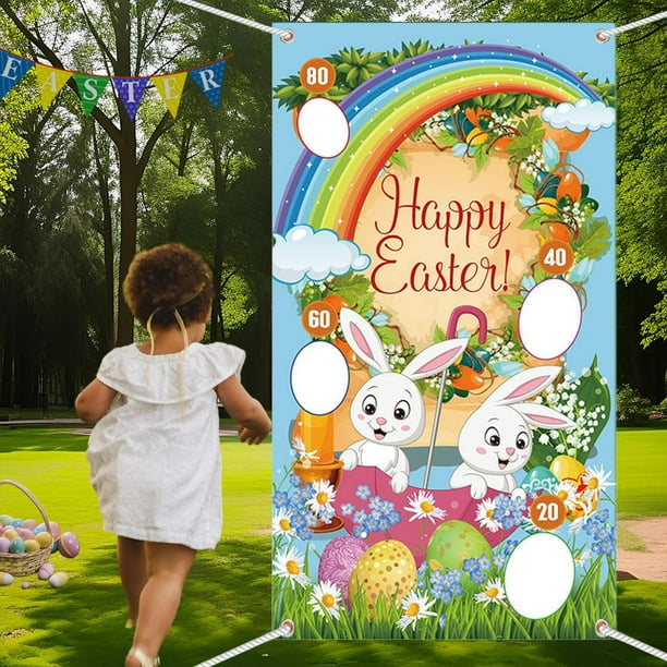 Banner de juego de lanzamiento para niños, suministros para fiestas, juguetes, juegos de lanzamiento de conejitos, telón de fondo para playa, tiempo Estilo A