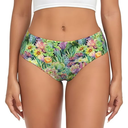 Womens Underwear - Blooming Cactus No Show Seamless Underwear for Women  Soft Stretch Womens Panties  Hipster Ladies Panties Bikini Underwear Briefs