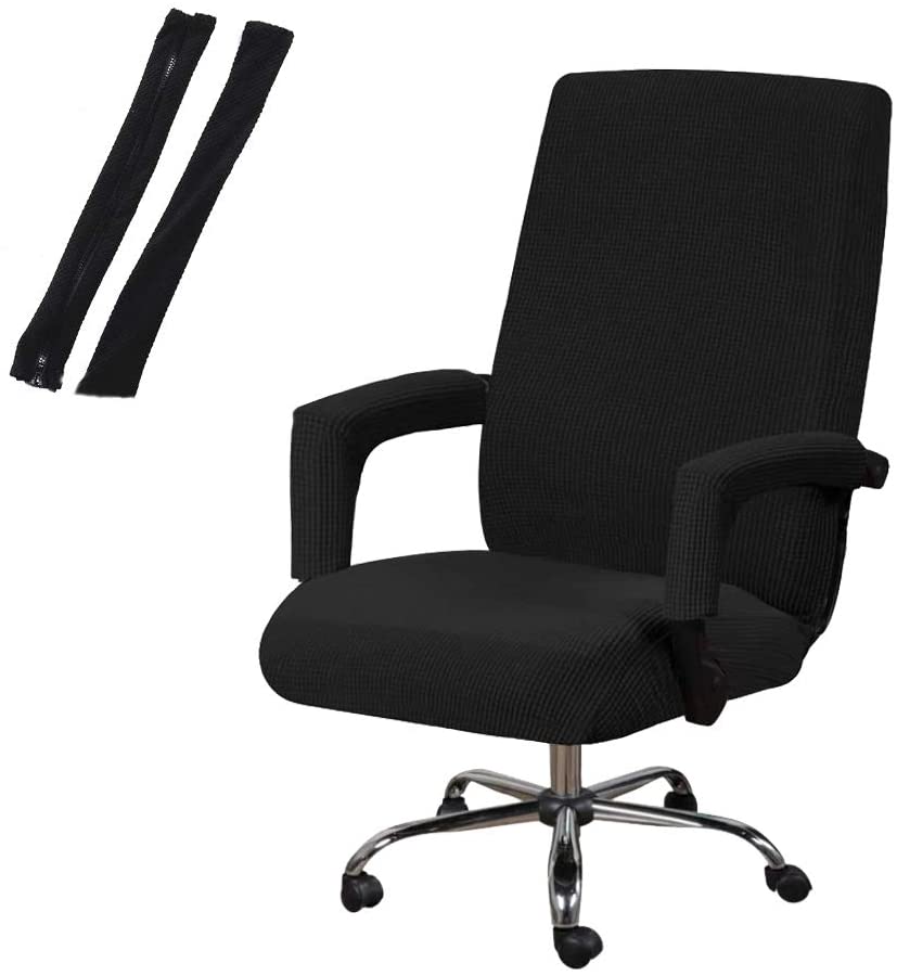 Housse D'accoudoir En Polyester Pour Chaise De Bureau - Paire Extensible, Protection Contre L'usure - Noir