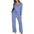 thumbnail image 2 of jtjvou Lounge Sets For Women 2025 Half Zip Sweatshirt And Wide Leg Sweatpant 2 Piece Outfits Sweatsuit Tracksuit Blue XL, 2 of 8