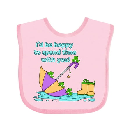 

Inktastic I d be Hoppy to Spend Time with You with Cute Frogs Gift Baby Boy or Baby Girl Bib