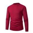 thumbnail image 4 of LpwkSSA Men's Casual Fashion Solid Color Sweater High Neck Slim Knit Base Layer Long Sleeve Crew Neck Top/Shirt Red M, 4 of 5