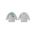 thumbnail image 2 of RUINIXCW Toddler Baby Boy Girl Halloween Sweatshirt Outfit Infant Fall Winter Clothes Embroidery Plaid Lapel Half Zipper Long Sleeve Pullover Tops, 2 of 9