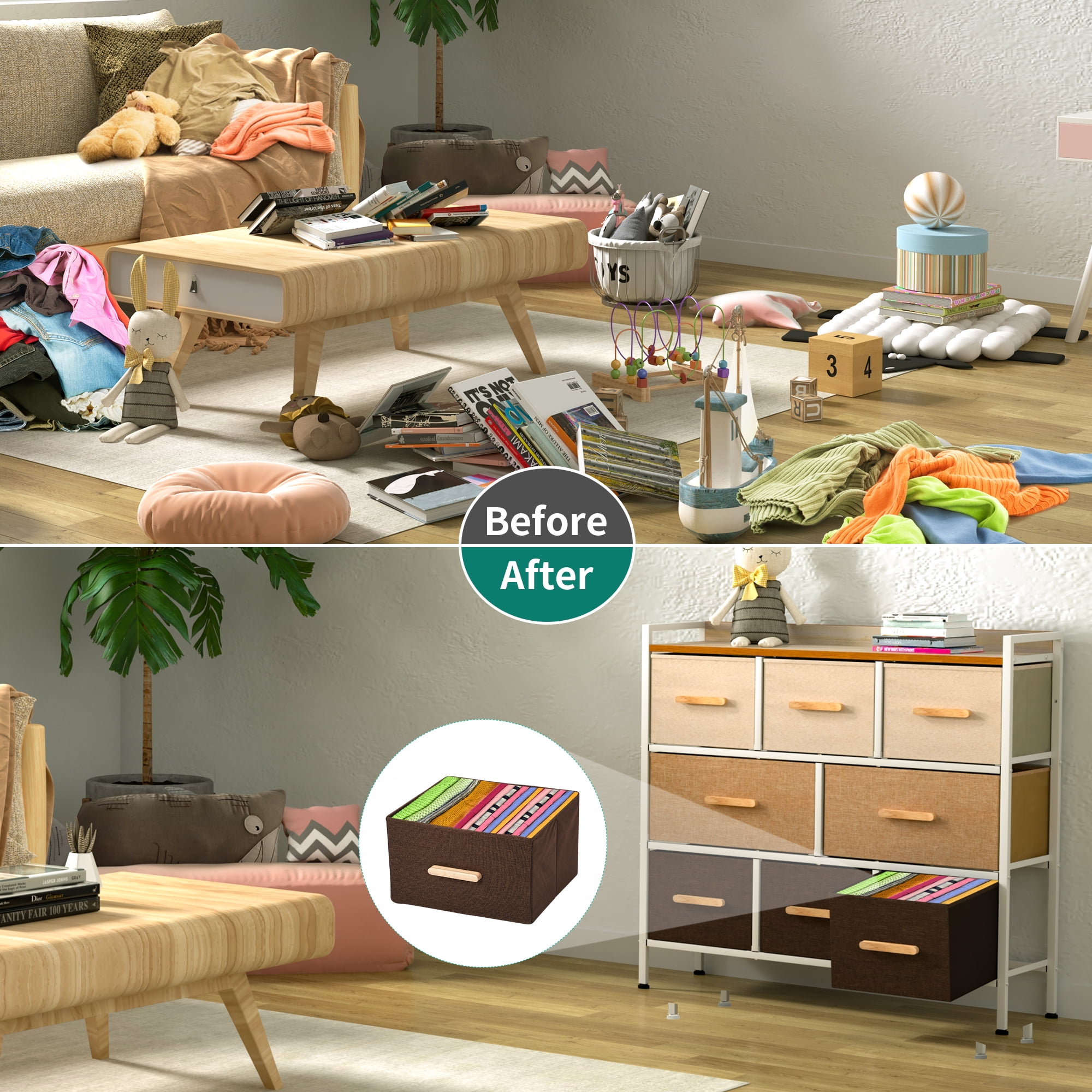 YITAHOME 8 Drawer Dresser - Furniture Storage Tower, Organizer Unit for Bedroom, Living Room, Hallway, Closets & Nursery - Sturdy Steel Frame, Wooden Top & Easy Pull Fabric Bins (Chocolate)