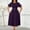 *Purple, variant on Women's Round Neck Puff Sleeve Belted Swing Midi Dress,Retro Cocktail Party Dress Wine,Women's Plus L