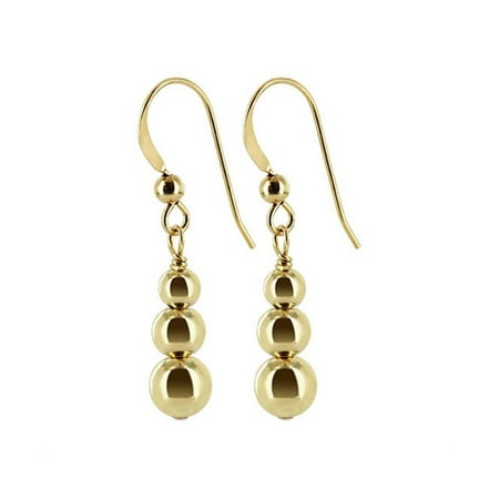 Gold Filled Cameo Pin - Gem Avenue 14k Gold filled Triple Round ball French Wire Drop Earrings