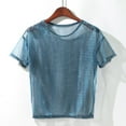 thumbnail image 4 of DuoJiaJ Mesh Tops For Women See Through Sheer Blouse Sexy Clubwear Party Shirts Women’s Casual T-Shirts Blue L, 4 of 5